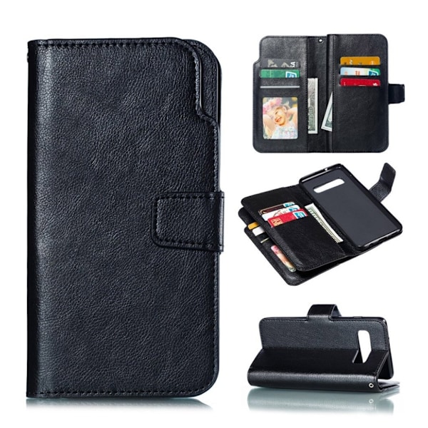 Crazy Horse Samsung Galaxy S10 læder flip etui - Sort Black
