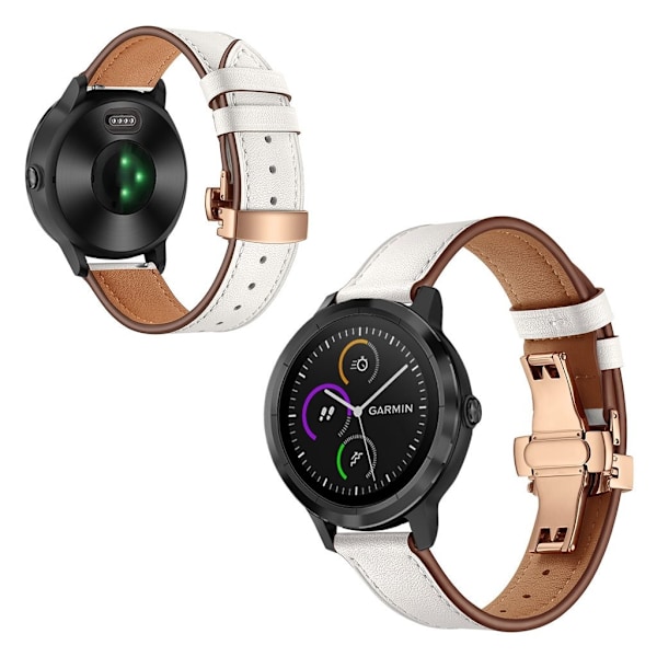 Garmin Vivoactive 3 / Vivomove HR nahkainen ranneke - Ruusukulta / Valkoinen White