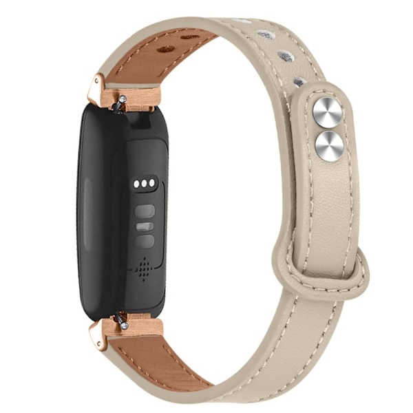 Fitbit Inspire 2 / Ace 2 nahkainen ranneke ruusukultaisella liittimellä - Norsunluunvalkoinen White