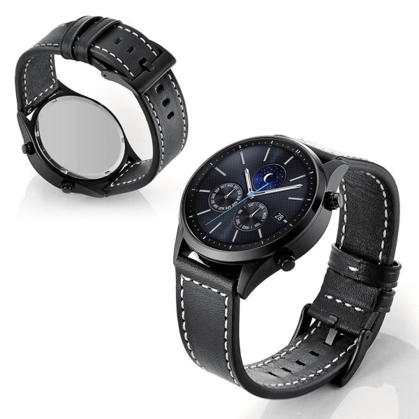 Samsung Gear S3 / Frontier durable genuine leather watch band - Svart
