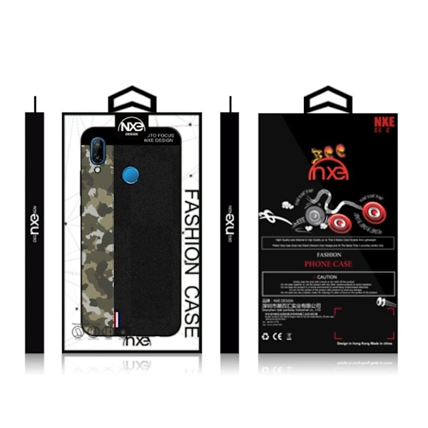 NXE Huawei P20 Lite camouflage Mønster splicing TPU etui - Militærgrøn Camouflage / Sort Green
