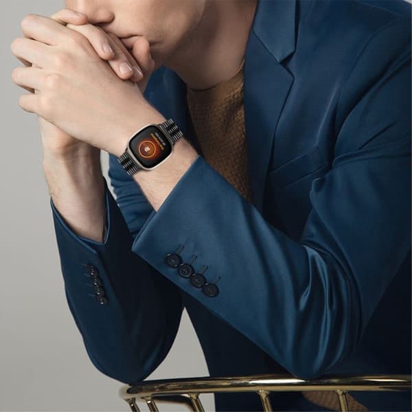 Fitbit Sense / Versa 3 utsøkt klokkerem i rustfritt stål - Svart Black