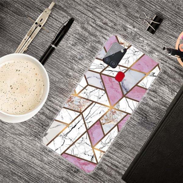 Marble Samsung Galaxy A21s Etui - Rose / Hvit / Grå Klinkekule Multicolor
