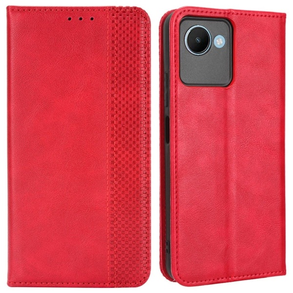 Bofink Vintage Realme C30s / C30 Nahkakotelo - Punainen Red