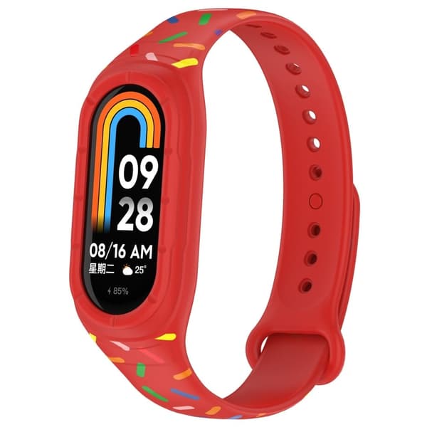 Xiaomi Smart Band 8 silikon fargerik flekkete stil stropp - Rød Red