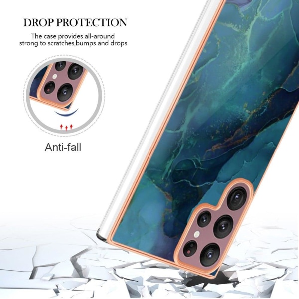 Marble Samsung Galaxy S22 Ultra Etui - Grøn Green