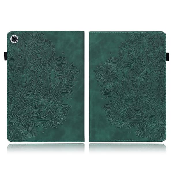 Imprinted Flower Læder Etui til Lenovo Tab M10 FHD Plus - Grøn Green