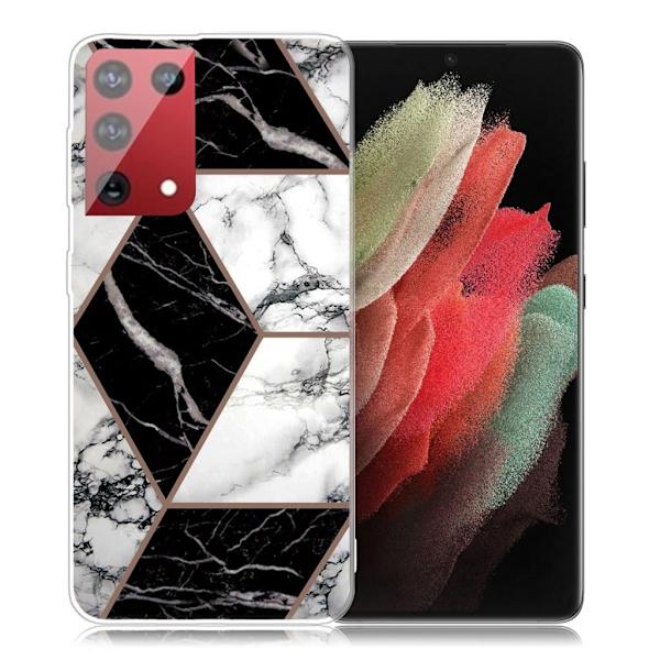 Marble Samsung Galaxy S21 Ultra Etui - Grå / Sort / Hvid Multicolor