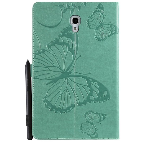 Samsung Galaxy Tab A 10.5 trykt sommerfugl læder flip etui - Cyan Green