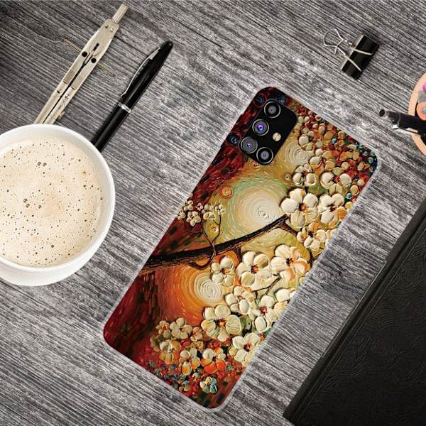 Deco Samsung Galaxy M51 Etui - Hvite Blomster Multicolor