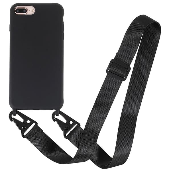 Tynt TPU-deksel med matt finish og justerbar stropp til iPhone 7 Plus / 8 Plus - Svart Black