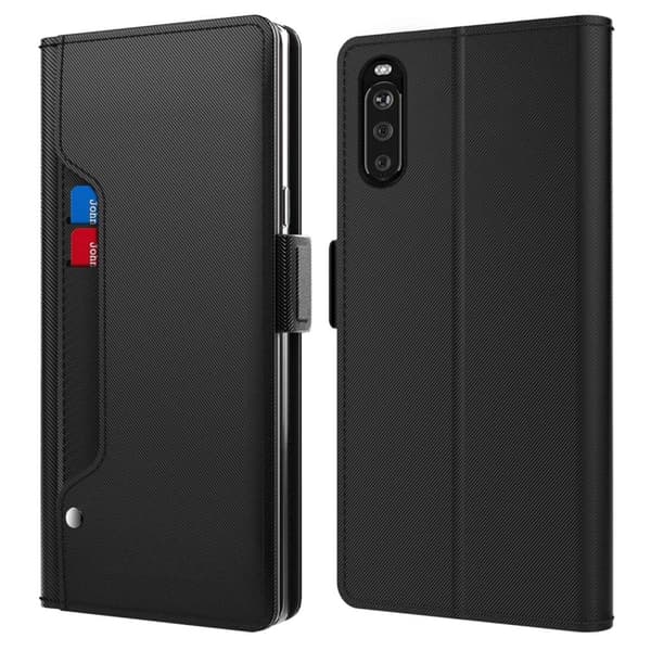 Phone Etui med Make-up Mirror og Slick Design til Sony Xperia 10 III Lite / 10 Iii - Sort Black