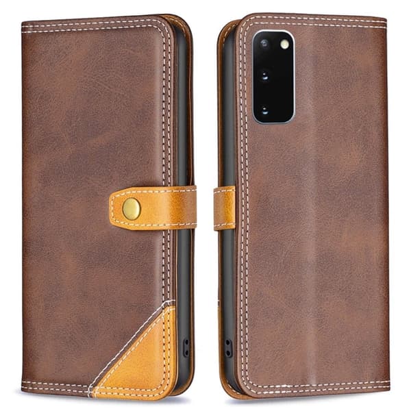 BINFEN tofarget læretui for Samsung Galaxy S20 - Kaffe Brown