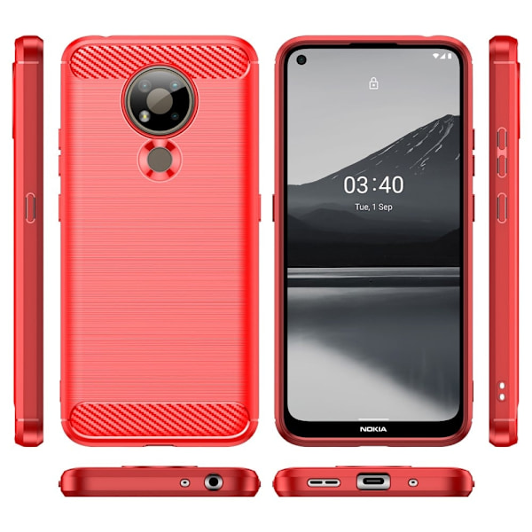 Carbon Flex Suojakotelo Nokia 3.4 - Punainen Red