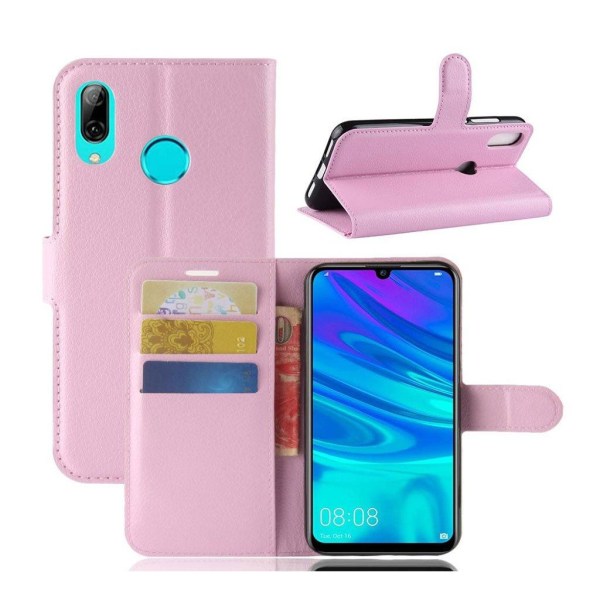 Huawei P30 Lite litchi skin plånboksfodral i läder - svart Rosa