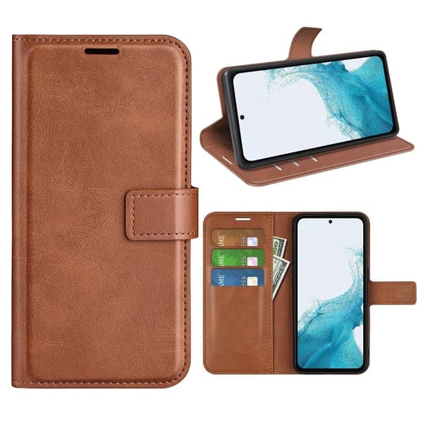 Lompakko Nahkakotelo For Samsung Galaxy A54 - Vaalean Ruskea Brown