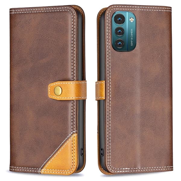 BINFEN tofarget læretui for Nokia G11 / Nokia G21 - Kaffe Brown