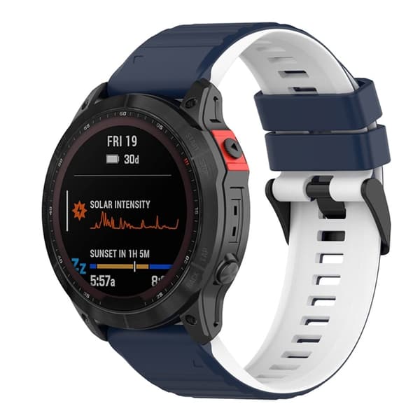 Garmin Fenix 7 klockarmband i silikon med dubbla färger - Midnattsblå / Vit Blå