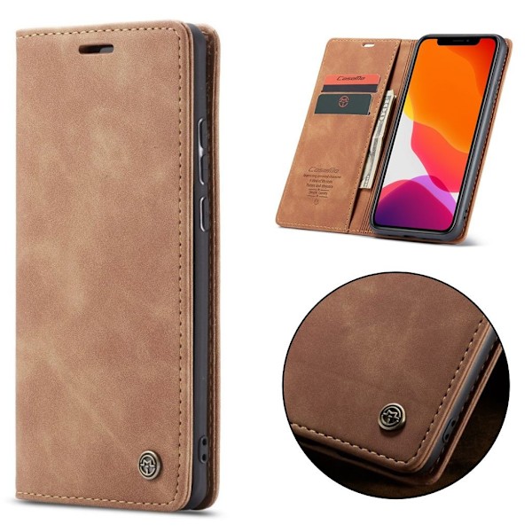 CaseMe iPhone 11 Pro Vintage kotelot - Ruskea Brown