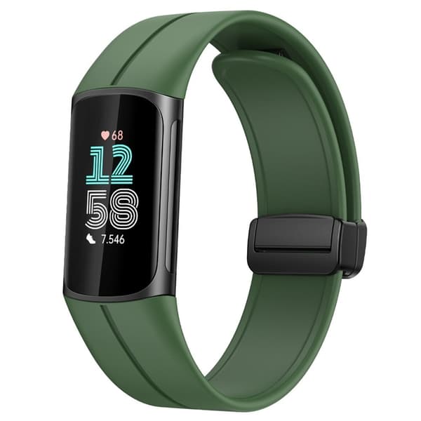 Fitbit Charge 5 / Charge 6 klockarmband magnetiskt silikonarmband - Grön Grön
