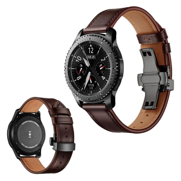 Samsung Gear S3 / S3 Frontier ægte læder Urrem - Sort / Kaffe Brown