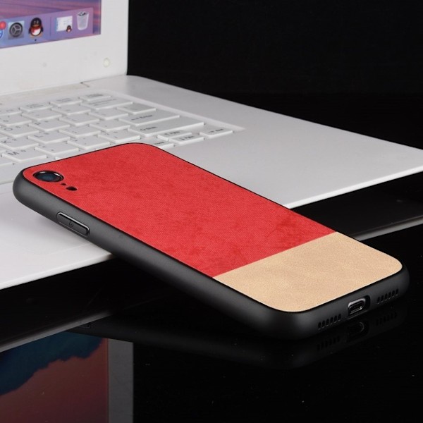 Kombifodral för iPhone Xr i tvåfärgat läder med beläggning - Röd Röd