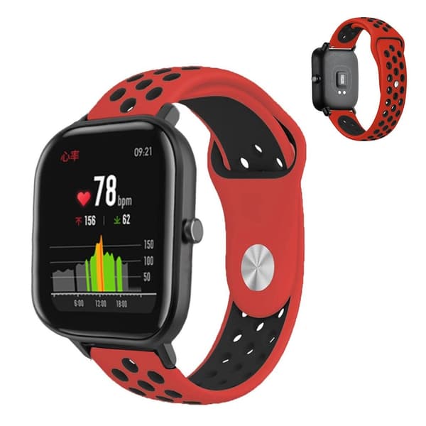 Amazfit GTS tofarvet silikone Urrem - Rød / Sort Red