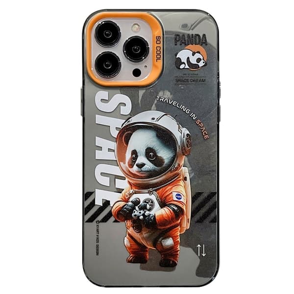 Färgstarkt mönstrat slimmat iPhone 15 Plus stötsäkert fodral - Orange Panda Orange