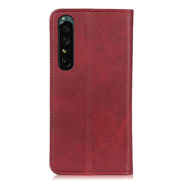 Lompakko-style Aitoa Nahkaa Läppäkotelo For Sony Xperia 1 V - Punainen Red