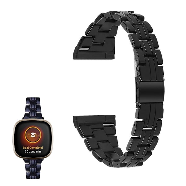 Fitbit Sense / Versa 3 hartsikellon ranneke - Musta Black
