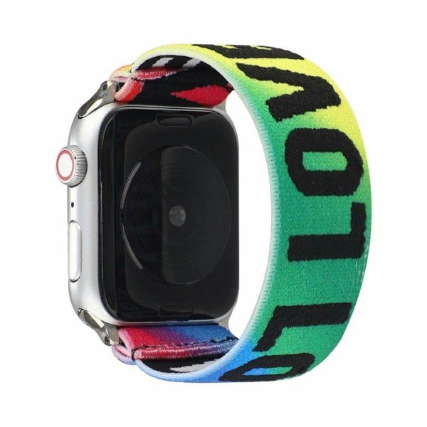 Apple Watch Series 6 / 5 40mm klæde mønster rem - Rainbow Love Multicolor