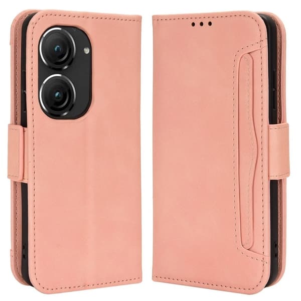 Stilfuldt Læder Etui med Pung til ASUS Zenfone 9 - Lyserød Pink