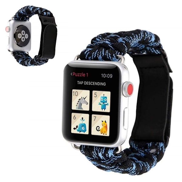 Apple Watch 40mm unik stil nylon urrem - Sort / Blå Black