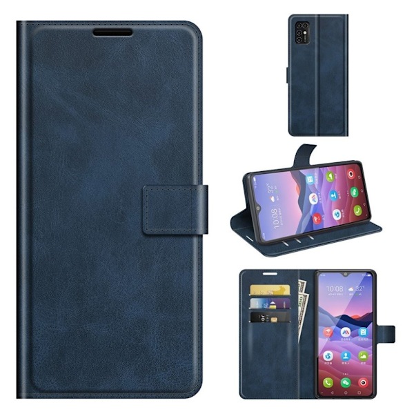 Wallet-style Læder Etui til Zte Blade V2020 Smart - Blå Blue