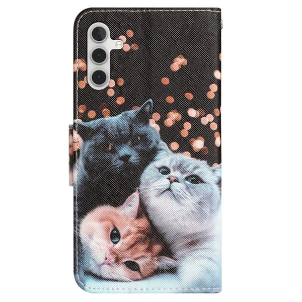 Wonderland Samsung Galaxy A54 Flippetui - Tre Katter Black