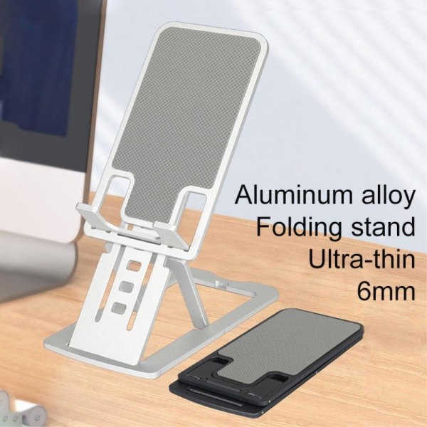 Universal aluminum desktop phone holder - Silver Silvergrå