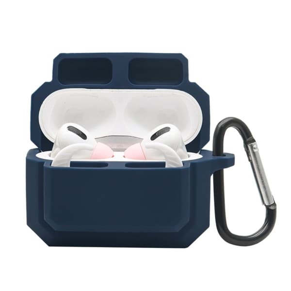 3-i-1 AirPods Pro silikonfodral med öronpropp + karbinhake - Midnattsblå Blå