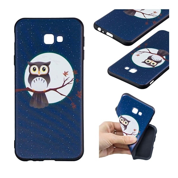 Samsung Galaxy J4 Plus (2018) joustava silikooni suojakuori kuviolla - Pöllö Haaralla Multicolor