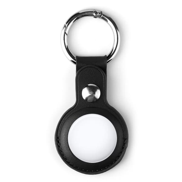 AirTags-betræk i spaltlæder med nøglering - Sort Black