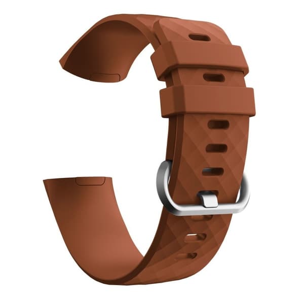 Fitbit Charge 3 flexibelt klockarmband i silikon - Storlek: L / Kaffe Brun