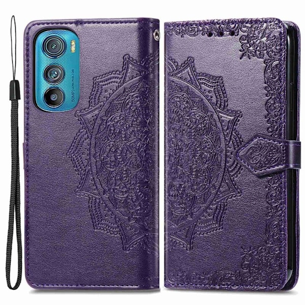 Mandala läder Motorola Edge 30 fodral - Lila Lila