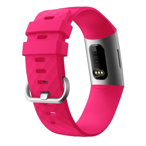 Fitbit Charge 3 joustava silikooninen kellon vaihto ranneke metalli soljella - Ruusu Pink