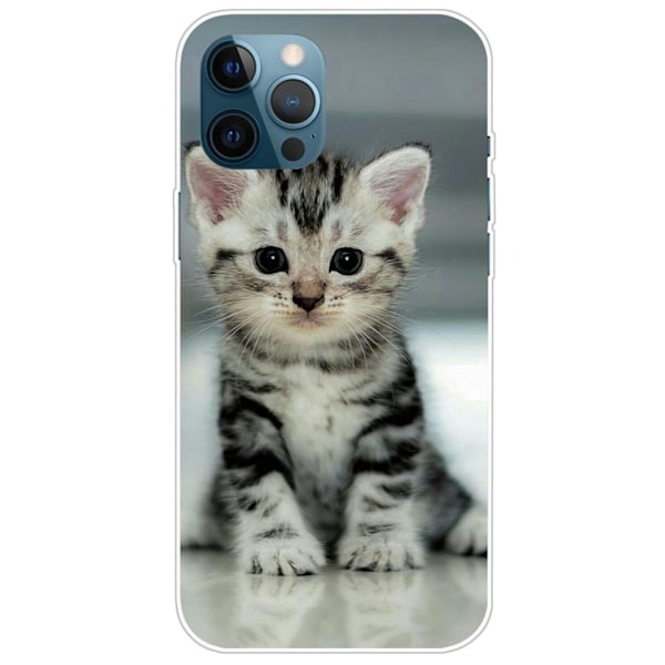 Deco iPhone 14 Pro skal - Söt Katt Silvergrå