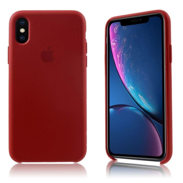 iPhone XS matta pintainen silkki silikooni muovinen suojakuori - Punainen Red