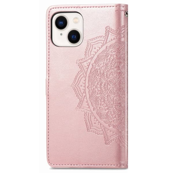 Mandala iPhone 14 Läppäkotelo - Ruusukulta Pink