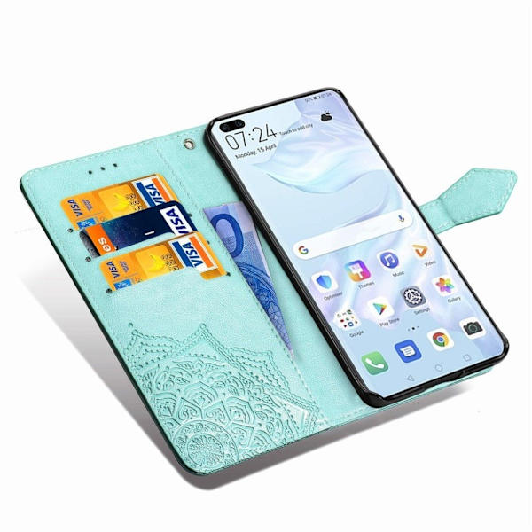 Mandala Huawei P40 Pro flip etui - Cyan Green