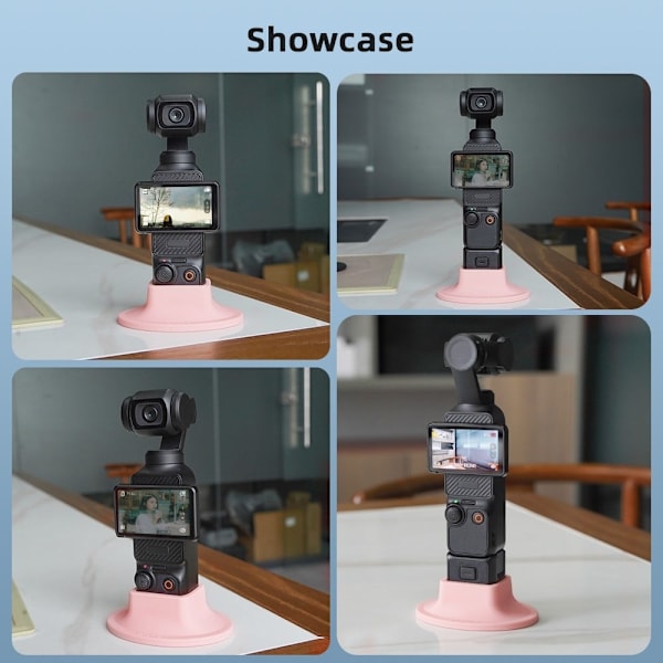 BRDRC DJI Osmo Pocket 3 Silicone Mount Base Non Slip Desktop Camera Holder - Lyserød Pink