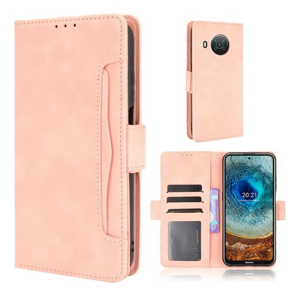 Modern-styled Lær Lommebok Etui til Nokia X10 / X20 - Rosa Pink