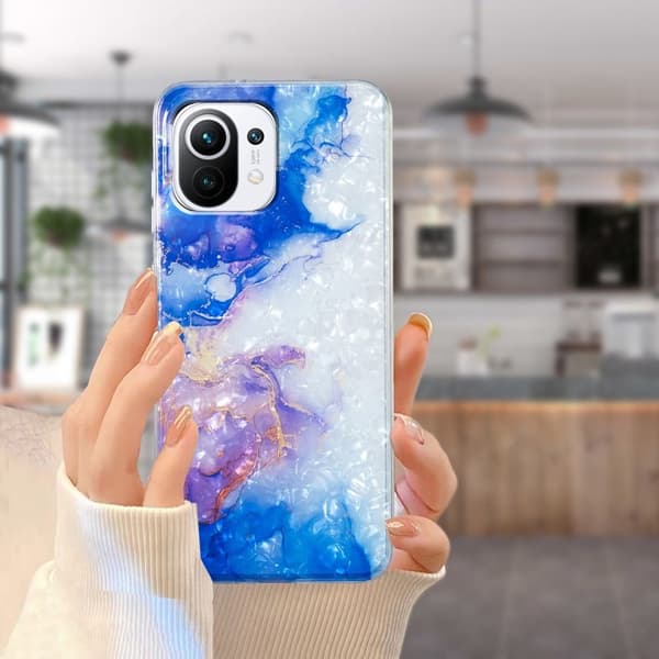 Marble Xiaomi Mi 11 Lite 5G / Mi 11 Lite Etui - Sky Blue Lilla Marmor Blue