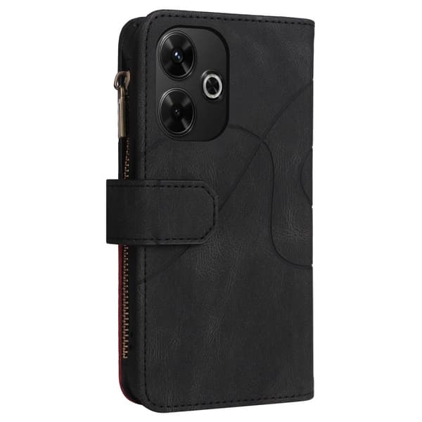 Tekstureret Xiaomi Redmi 13 / Xiaomi Redmi Note 13R læderetui med rem - Sort Black